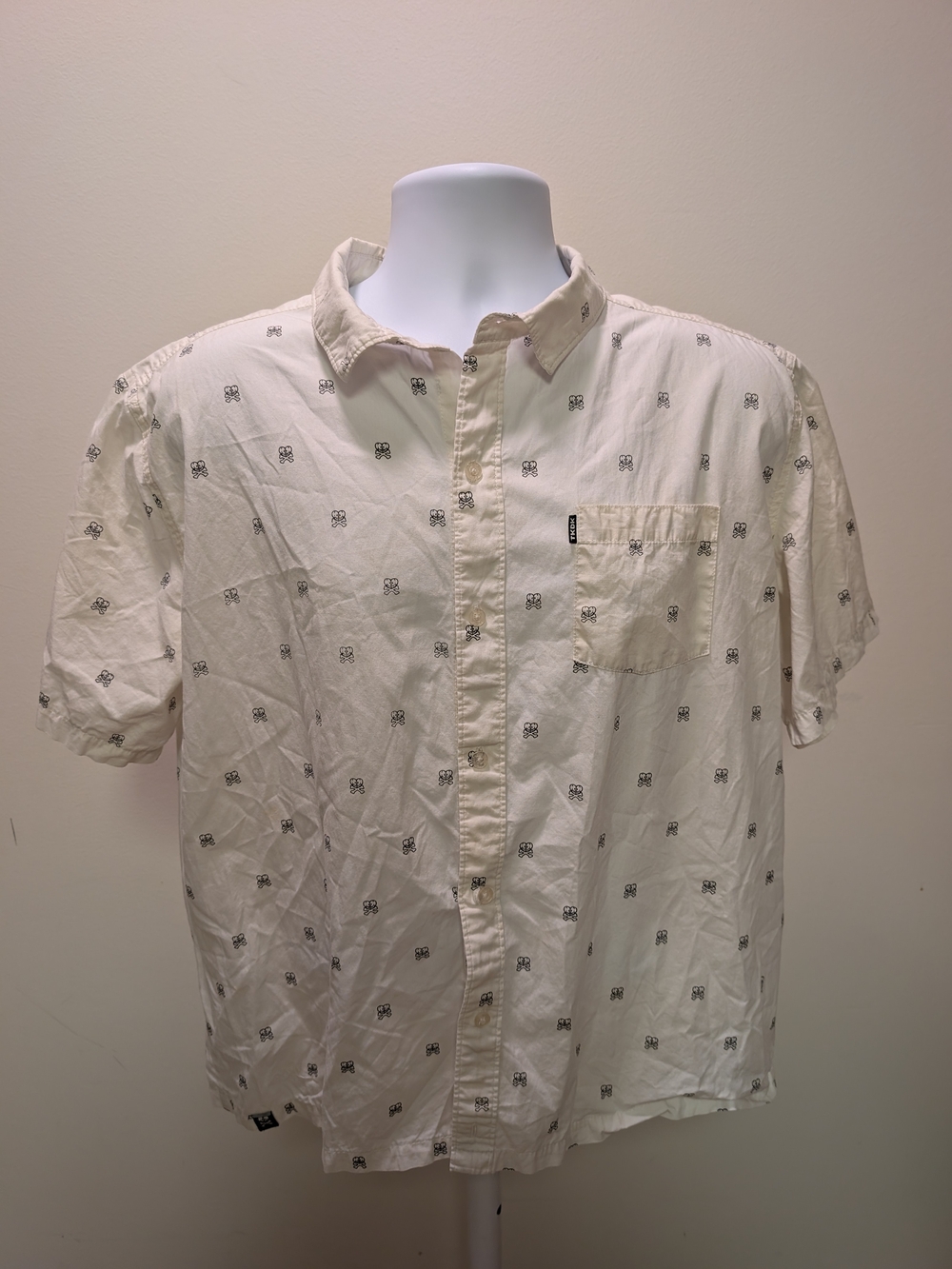 tokidoki TKDK Cream Short-Sleeve Button-Down with Micro Icon Print